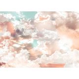 Komar X7-1014 Vlies Mellow Clouds-grootte: 350 x 250 cm-7 banen, baanbreedte 50 cm-behang, decoratie, wandbehang, wolken, hemel-X7-1014 fotobehang, roze, blauw, wit
