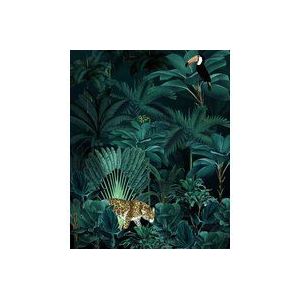 Komar Vlies fotobehang Jungle Night - Afmetingen: 200 x 250 cm - 4 banen baanbreedte 50 cm - behang, decoratie, regenwoud, jeugdstijl, designbehang - X4-1027