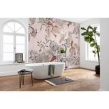 Komar X7-1043 vlies Kalina Grootte: 350 x 250 cm-7 banen, baanbreedte 50 cm-bloemenmotief, slaapkamer, behang, decoratie, wandbehang, wandbekleding, designbehang-X7-1043 fotobehang, roze, zilver