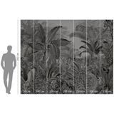 Komar Vlies fotobehang - Roraima - afmetingen: 350 x 280 cm (breedte x hoogte) - jungle, regenwoud, s/w, palmen, kinderkamer, behang - IAX7-0003