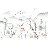 Komar Vlies fotobehang - Cozy Woods - Afmetingen: 400 x 280 cm (breedte x hoogte) - dieren, bos, bosdier, kinderbehang, kinderkamer, behang - IAX8-0034