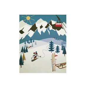 Komar Disney Fleece Muurafbeelding - Mickey Alpine - Afmetingen: 200 x 250 cm (breedte x hoogte) - Winter, Mouse, Ski, Kinderkamer, Behang - IADX4-039