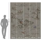 Komar Disney Fleece Muurafbeelding - Winnie Poeh Map - Afmetingen: 200 x 240 cm (breedte x hoogte) - kinderkamer, behang, landkaart, IADX4-042