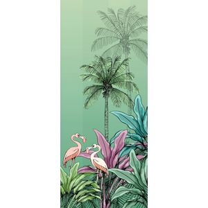 Komar Vliesbehang Digitale print vlies - Jungle Flamingo - Afmeting 100 x 280 cm (set)