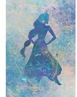 Komar - Fototapete 280 x 200 cm Disney Jasmin Silhouette Vlies Grün, Blau Digitaldrucktapete Jasmin Silhouette Prinzessin 4 Bahnen Bahnbreite 50 cm