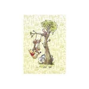 Fleece Muurafbeelding van Komar ""Winnie Pooh in the wood"" | Maat: 200 x 280 cm (breedte x hoogte), baanbreedte 50 cm | Behang, Wandbekleding, Kinderkamer, Slaapkamer | DX4-017