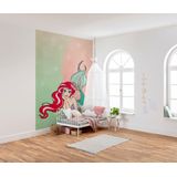 Komar Disney fleece fotobehang Ariel Pastel | Maat: 200 x 280 cm (breedte x hoogte), baanbreedte 50 cm | behang, muurfoto, decoratie, wandbekleding, kinderkamer, slaapkamer | DX4-027, roze, groen