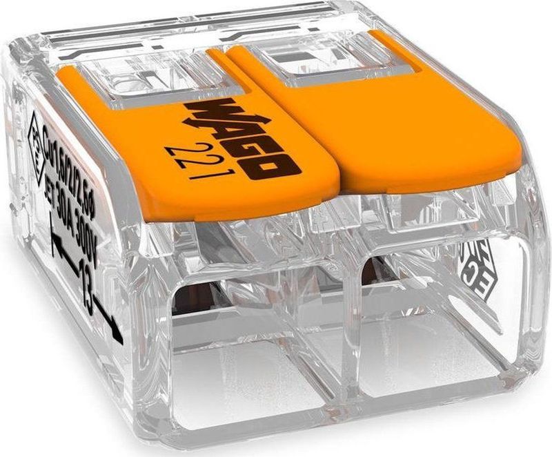 WAGO - 221-612 - Compacte Doorgangsklem - Transparant - Inhoud 50 Stuks