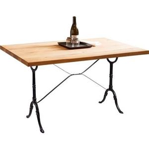 SIT Möbel Bistro eettafel 120 cm | Top wild eiken geolied naturel | zwart gietijzeren frame | B 120 x D 65 x H 72 cm | 14002-11 | Serie TABLES & CO - meerkleurig Multi-materiaal 14002-11