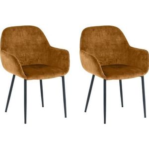 SIT Möbel 2-delige fluwelen fauteuil | uitlopende armleuningen | hoes fluweel geel | poten metaal zwart | B48xD57xH84 cm | 02405-23 | Serie STUHL - meerkleurig Multi-materiaal 02405-23