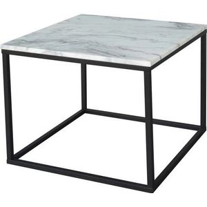 SIT Möbel Salontafel vierkant | Tafelblad marmer wit | Onderstel metaal zwart | B 60 x D 60 x H 50 cm | 01053-30 | Serie THIS & THAT - meerkleurig Multi-materiaal 01053-30