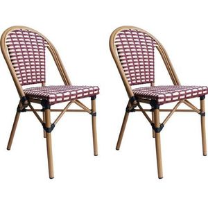 SIT Möbel Stoel Set van 2 | rotan look beige-rood | frame aluminium natuur | weerbestendig | B 54 x D 46 x H 88 cm | 02468-25 | Serie SIT&CHAIRS - meerkleurig Multi-materiaal 02468-25