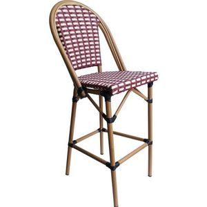 SIT Möbel Barkruk | Rotan-look beige-rood | Aluminium nature | weerbestendig | B 55 x D 46 x H 117 cm | 02473-25 | Serie SIT&CHAIRS - meerkleurig Multi-materiaal 02473-25