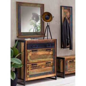 SIT Möbel Schoenenkast oud hout | L 80 x B 40 x H 96 cm | gekleurd | 03562-98 | Serie BALI - meerkleurig Multi-materiaal 03562-98