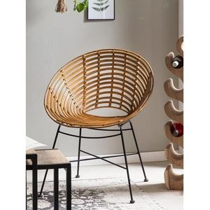 SIT Möbel Stoel | ronde zitschaal rotan natuur | frame metaal zwart | B 70 x D 63 x H 88 cm | 05348-01 | Serie RATTAN - meerkleurig Multi-materiaal 05348-01