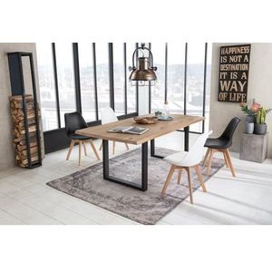 SIT Möbel Boomrand eettafel 160 x 90 cm | blad naturel wild eiken | onderstel metaal antiek zwart | B160xD90xH76 cm | 07107-26 |Serie TAFELS & Banken - meerkleurig Multi-materiaal 07107-26