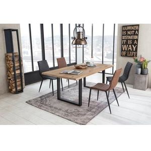 SIT Möbel Tree edge eettafel 180 x 90 cm | Tafelblad wild eiken | onderstel metaal antiek zwart | B180xD90xH76 cm | 07107-28 |Serie TABLE & BENCHES - meerkleurig Multi-materiaal 07107-28