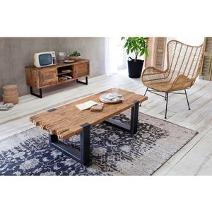 SIT Möbel Salontafel in gerecycleerd teakhout met metaal en antieke afwerking|B130 x D60 x H46 cm|11416-01|Serie CROCO - meerkleurig Multi-materiaal 11416-01