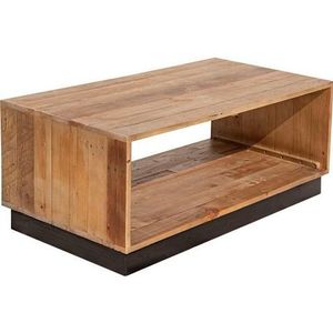 SIT Möbel Salontafel rechthoekig | 1 plank | gerecycled grenenhout | naturel met zwart | B 110 x D 55 x H 42 cm | 13880-01 | Serie OLD PINE - meerkleurig Hout 13880-01