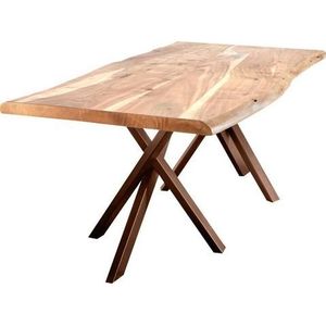 SIT Möbel Boomrand eettafel | 200x100cm | Bord 56 mm naturel acacia | stalen frame bruin | B 200 x D 100 x H 78 cm | 15004-00 | Serie TABLES & CO - meerkleurig Multi-materiaal 15004-00