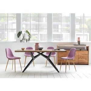 SIT Möbel Tafel Tree Edge | Top 36 mm Acacia natuur | 180x90 cm | Metalen frame zwart | B 180 x D 90 x H 76 cm | 15271-11 | Serie TABLES & CO - meerkleurig Multi-materiaal 15271-11