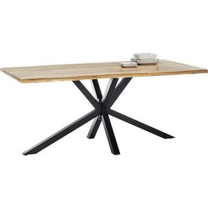 SIT Möbel Tree edge eettafel 240 cm acacia | blad 56 mm naturel | onderstel metaal zwart | B 240 x D 100 x H 80 cm | 15206-11 | Serie TABLES & CO - meerkleurig Multi-materiaal 15206-11