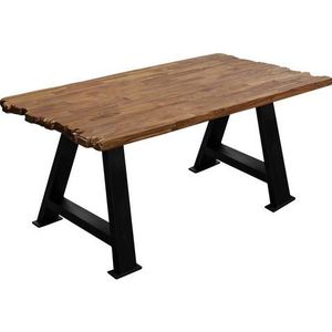 SIT Möbel Eettafel in teak, frame in antiek zwart|B 160 x D 90 x H 77 cm|15380-11|Serie TAFEL & BENCHES - meerkleurig Multi-materiaal 15380-11