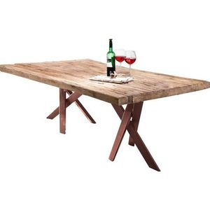 SIT Möbel Eettafel 180 cm | Tafelblad teak natuur | Metalen frame antiek bruin | B 180 x D 100 x H 74 cm | 15690-00 | Serie TABLES & CO - meerkleurig Multi-materiaal 15690-00