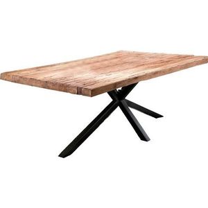 SIT Möbel Eettafel 200 cm | 50 mm Tafelblad Teak natuur | Onderstel Metaal antiek zwart | B 200 x D 100 x H 76 cm | 15841-11 | Serie TABLE & BENCHES - meerkleurig Multi-materiaal 15841-11