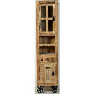 SIT Möbel RUSTIC Hoge kast mangohout | L 44 x B 34 x H 191 cm | naturel / antiek | 01905-04 | Serie RUSTIC - meerkleurig Hout 01905-04