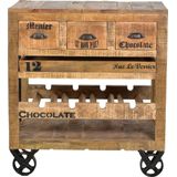 SIT Möbel - Wijnrek - Massief Hout - Mango Natuurlijk - Antiek Zwart Beslag - 4 Flessen