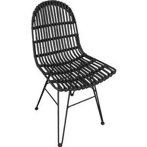 SIT Möbel Stoel | Rotan Zitschaal | Metalen Frame | B 50 x D 60 x H 84,5 cm | 05324-11 | Serie RATTAN - zwart Multi-materiaal 05324-11