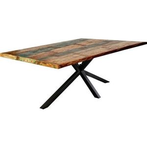 SIT Möbel Eettafel in antiek hout in kleur, frame in antiek zwart| B 240 x D 100 x H 76 cm |15365-11| Serie TISCHE & BÄNKE - meerkleurig Multi-materiaal 15365-11