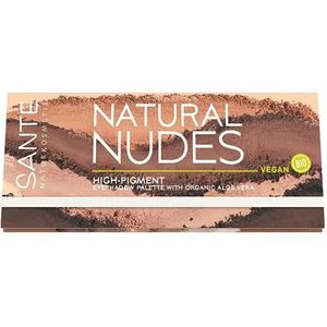 SANTE Naturkosmetik Nudy Shades 01 oogschaduwpalet, veganistische oogschaduw met biologische aloë vera en natuurlijke kleurpigmenten, lichte en matte tinten, voor natuurlijke ogen en