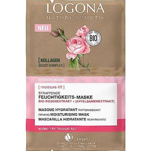 LOGONA - Verstevigend Hydraterend Masker - Gezichtsmasker - 2 x 4 ml - Biologisch Rozenextract en Collageen