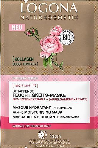 LOGONA - Verstevigend Hydraterend Masker - Gezichtsmasker - 2 x 4 ml - Biologisch Rozenextract en Collageen