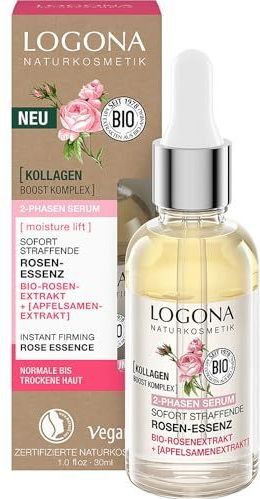 LOGONA - 2-fasen Serum - Gezichtsverzorging - Veganistisch - Met Biologisch Rozenextract en Collageen