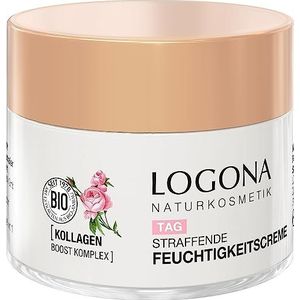 LOGONA Naturkosmetik verstevigende vochtinbrengende crème voor het gezicht voor een natuurlijke glans, met veganistisch biologisch rozenextract en collageen, met anti-aging effect, Moisture Lift, 50
