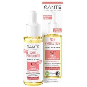 SANTE Naturkosmetik Serum met vitamine E, squalaan en biologische rozenbottelolie, direct voedende verzorging voor een rustgevende, geregenereerde huid en een zacht huidgevoel, Skin Protection Intense