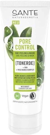 Sante Naturkosmetik - Pore Control 5in1 - Gezichtsverzorging - 100 ml - Peeling & Masker met Klei BHA & Niacinamide Complex