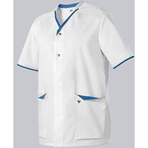 BP 1703-485-2106 Casack pour elle et lui, Coupe normale, 50% coton/50% polyester, Blanc/bleu azur, Taille Ln