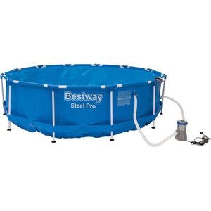 Bestway opzetzwembad Complete Set Ø366 x 84 cm - Familiezwembad- zwembaden -  inclusief: pomp, oppervlakteskimmer, afdekzeil, thermometer, chloordistributeur en reparatiekit