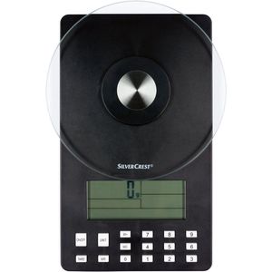 SILVERCREST Weegschaal met voedingswaardeanalyse (Zwart) - Tara functie - Sport - fitness - Gezondheid - Max 5kg - CalorieënSILVERCREST® Weegschaal met voedingswaardeanalyse - Tara functie - Sport - fitness - Gezondheid - Max 5kg - Calorieën
