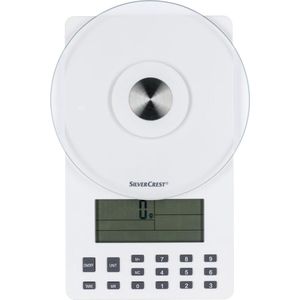 SILVERCREST Weegschaal met voedingswaardeanalyse (Wit) - Tara functie - Sport - fitness - Gezondheid - Max 5kg - CalorieënSILVERCREST® Weegschaal met voedingswaardeanalyse (Wit) - Tara functie - Sport - fitness - Gezondheid - Max 5kg - Calorieën