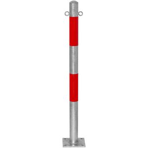 Afzetpaal, voor boutbevestiging, Ø 76 mm, thermisch verzinkt / rood reflecterend, 2 ogen