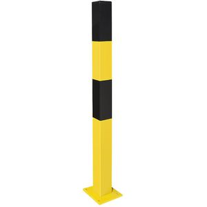 Afzetpaal, voor boutbevestiging, 70 x 70 mm, zwart-geel gelakt, 2 ogen