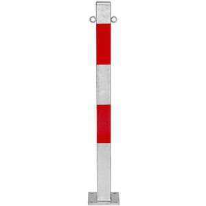 Afzetpaal, voor boutbevestiging, 70 x 70 mm, thermisch verzinkt / rood reflecterend, 2 ogen