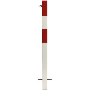 Afzetpaal, voor in gegoten beton, 70 x 70 mm, rood-wit gelakt, 1 oog