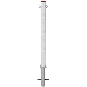Afzetpaal van staal, voor in gegoten beton, 70 x 70 mm, thermisch verzinkt, met 2 kettingogen