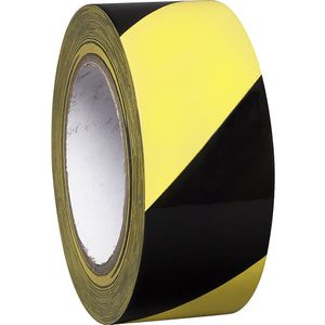 Bodemmarkeerband van vinyl, tweekleurig, breedte 50 mm, geel / zwart, VE = 8 rollen